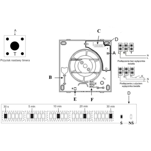 Nortada Hokuro UKO WP-100 T Baderomsvifte med Timer, Hvit