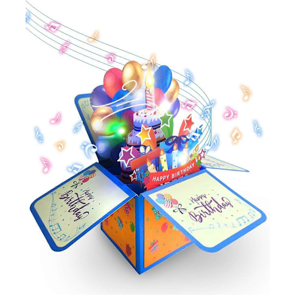 Fødselsdagskort 3D pop-up variabel slukning af stearinlys musik fejring overraskelsesdesign