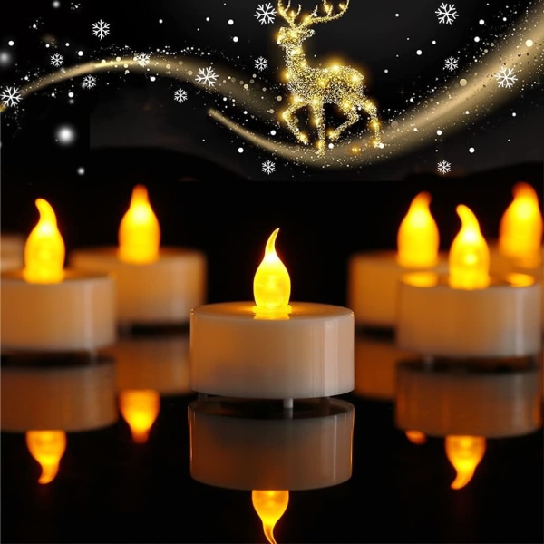 12 Pack Realistinen ja kirkkaasti välkkyvä paristokäyttöinen liekettömät LED-teevalot Kynttilät, kynttilät Sähköiset väärennetyt kynttilät Halloween jouluksi ke