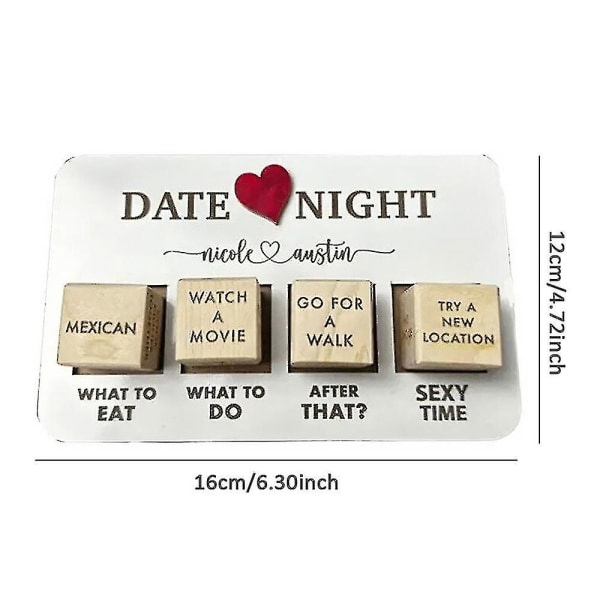 Romantisk Date Night Terning After Dark, Date Night Træterning Spil For Par Date, Sjove Jubilæum Date Night Terninggaver