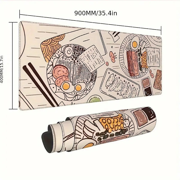 Ramen Sushi Food Table Mat Beige Musmatta Stor Dator Laptop Table Mat Halkskyddad Gummibas