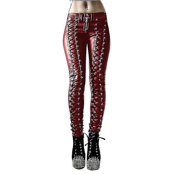 Damer Faux Læder Leggings, Gothic Punk Skinny PU Læder Bukser