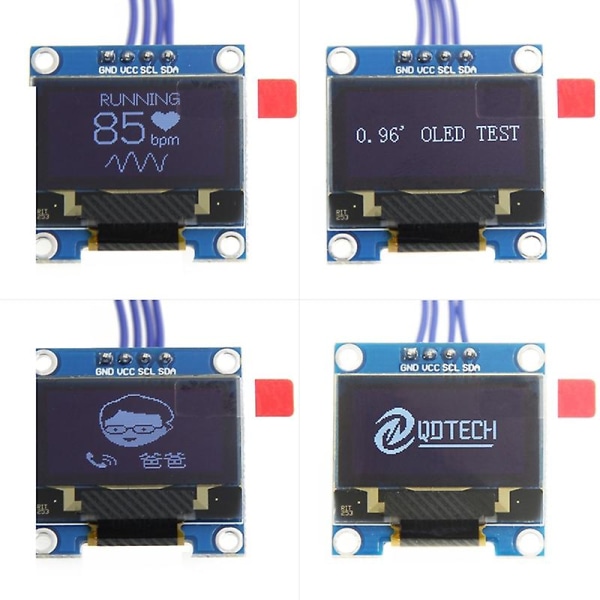 0,96 tuuman IIC I2C Serial GND 128X64 OLED LCD LED-näyttömoduuli SSD1306 arduino-sarjalle valkoinen näyttö