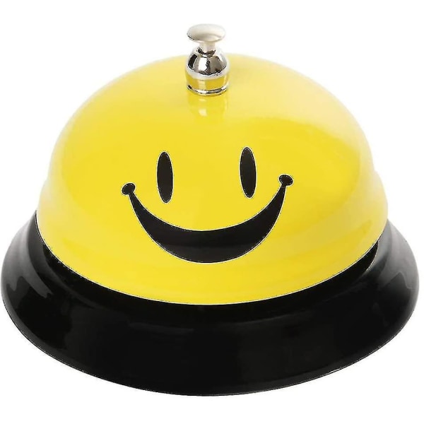 2024 New Table Bell Bord Bell Smiley Call Service Bell Metal Mottagningsklocka med klart ljud för hotellrestaurang Bar 6 X 8,5 cm (gul) -zysd