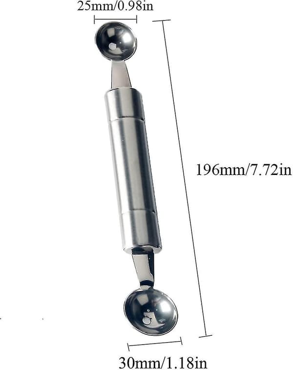 Dobbelt-hoved Melon Baller i Rustfrit Stål (sølv) (2 stk)