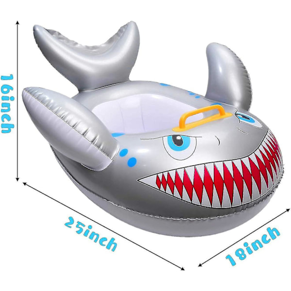 2023 - Tegneserie Hai Formet Oppblåsbar Badeflåte For Barn I Alderen 9-48 Måneder Gave