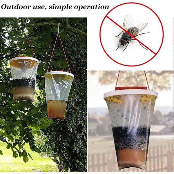6-pack Inomhus Utomhus Flugfälla Diameter 28cm, Inomhus Utomhus Flugfälla med Refill, Transparent Myggfälla, för Att Fånga Flugor och Fruktflugor