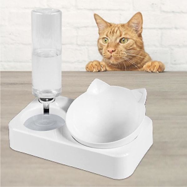 Højdejusterbar Kattefoder Skål, Automatisk Foder Skål Og Vanddispenser Til Katte Og Hunde, 15° Justerbar Kattefoder Skål Til Kæledyrs Kat