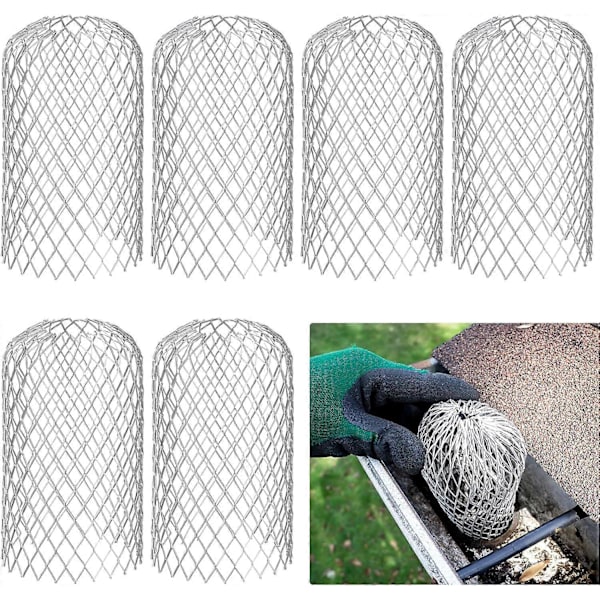 6 stk. Takrennerensere, Aluminium Takrennefilter, Enkel å Installere Takrennegitter, Takrennekoblinger for å Forhindre Tette Takrenner fra Løv, Søle og Smuss
