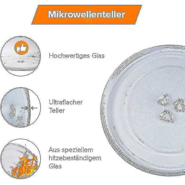 Universal Mikrovågsugnsglasplatta med 3 Fästen, 24,5 cm