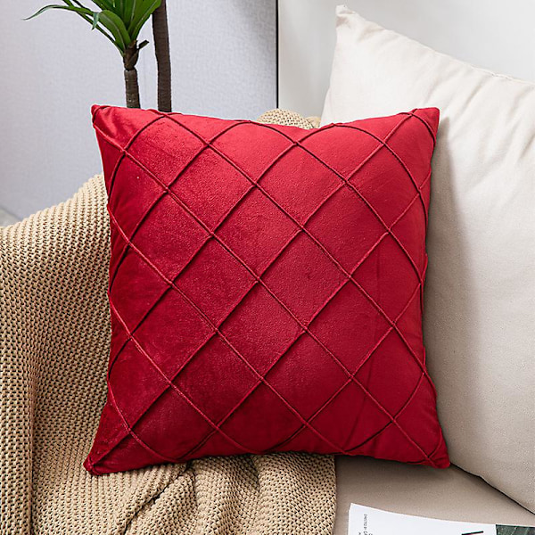 SZTXJ Sæt af 3 Hollandske Fløjl Pudebetræk Dekorative Sofa Pudebetræk 45X45CM (Rød Blå) Blød Behagelig Dekoration Hjem Stue Soveværelse til Sofa