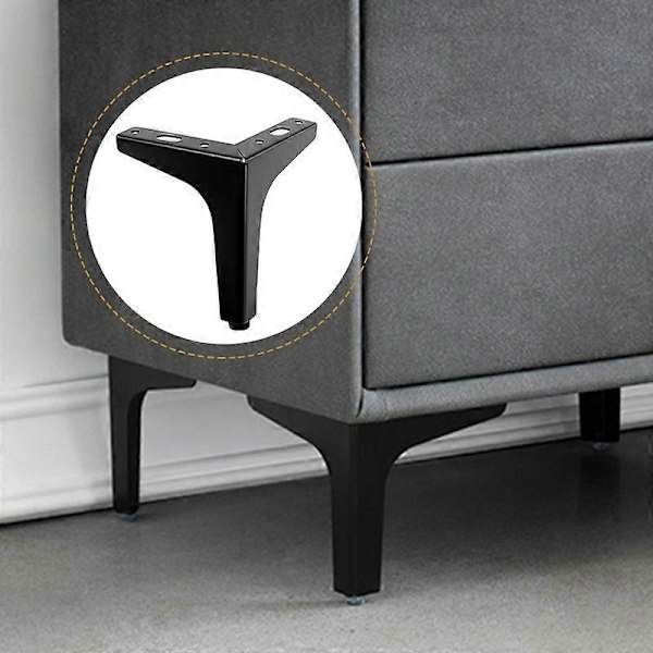 4x Metalliset huonekalujalat, kolmion muotoiset, moderni tyyli, TV-teline, sohva, sivupöytä, kaappi, pöytä, sänky, työpöytä, tee-se-itse, 100mm mattamusta viimeistely