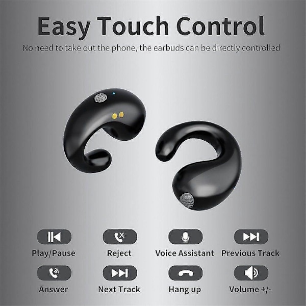 Øreclips Bluetooth headset, lang batterilevetid, blød silikone, komfortabel pasform, letvægtsdesign.
