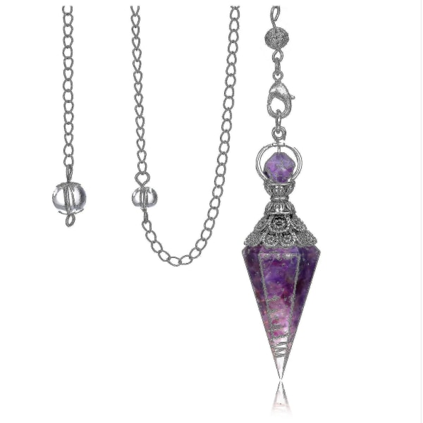 Chakra Krystallpendel Sekskantet Reiki Healing Krystallpunkter Gemstone Dowsing Pendel-farge:ametyst