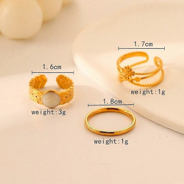 3 st Stilrena ringar Damaccessoarer Unik design Justerbar Elegant mode Smycken Presentidéer
