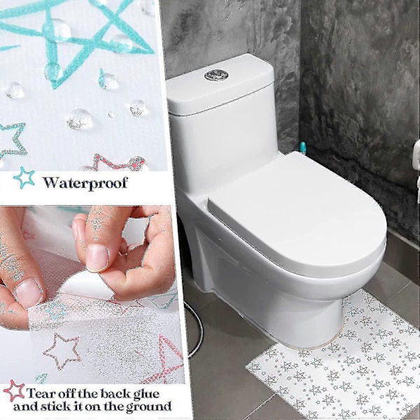 50 stk. Engangs toiletmåtte Lugtneutraliserende toiletmåtter Vandtæt badeværelse U-formet måtte til pottetræning af børn Inkontinens (stjerner)-yuyu