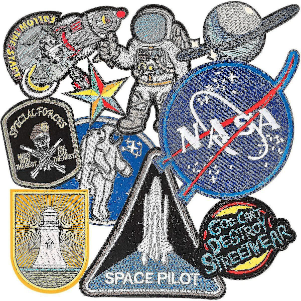10 stk. Broderi Klud Stickers, Astronaut Rummands Broderi Stickers, Patch Hul Stickers