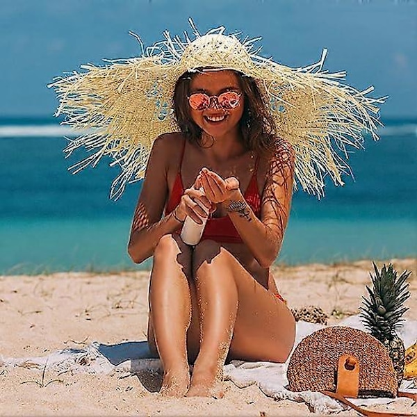 Hat Floppy Strå Sol Strand Rejse Gartner Dame Sommer