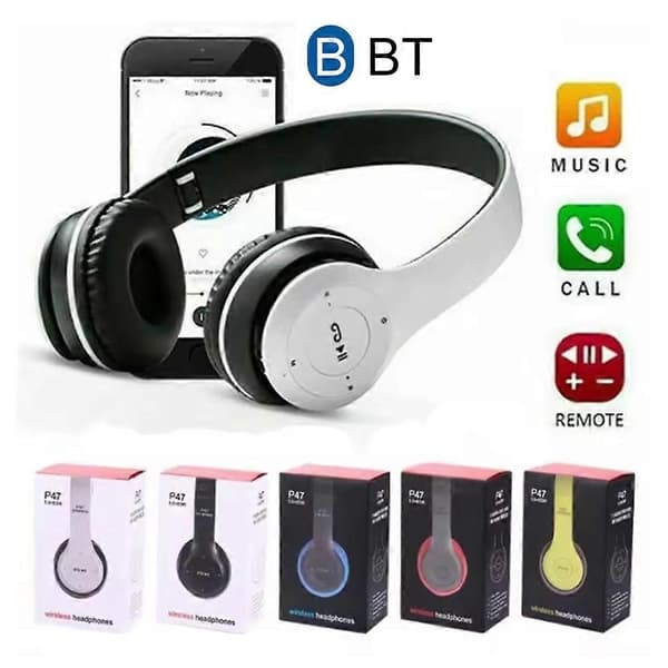 P47 Over-Ear Bluetooth-hörlurar - Trådlöst vikbart headset med aktiv brusreducering och mikrofon Blue
