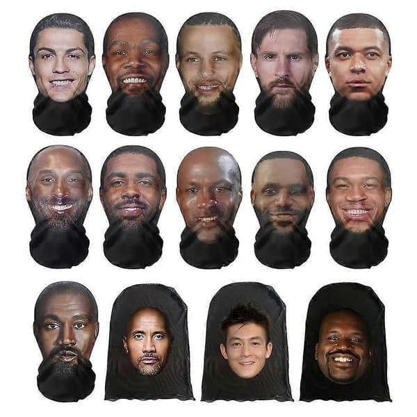 Ansiktsprestanda Skämt Helansikts 3D-mask, Balaklavamössa Mbappe/1pc