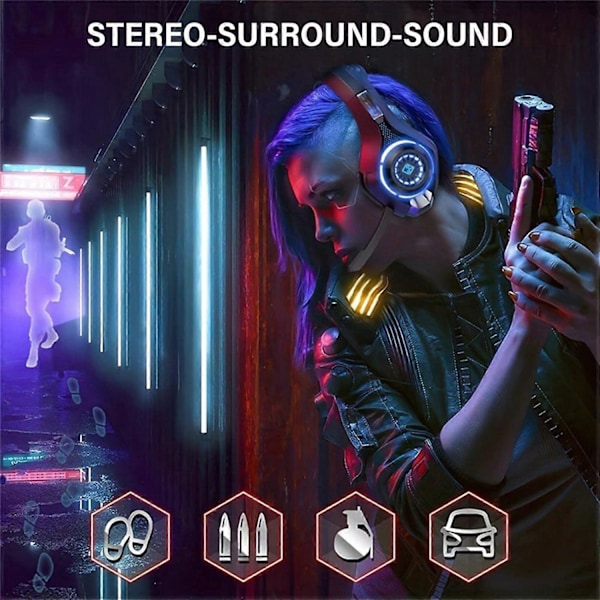 Headset för PS4 PS5 PC Xbox Series, 3,5 mm Djup Bas Stereo Gaming Ljudkvalitet
