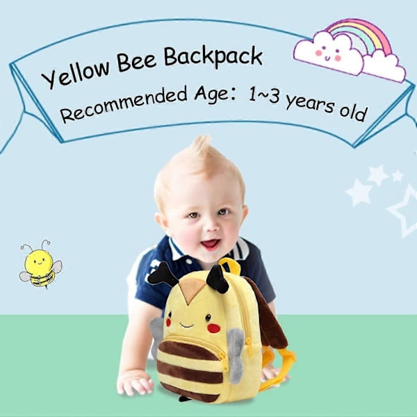 Barnryggsäck (Bi), Liten Ryggsäck Baby Pojke Flicka 1-3 År Gammal Söt Lättviktig Förskoleryggsäck 3D Djur Plysch Mini Väska för Dagis