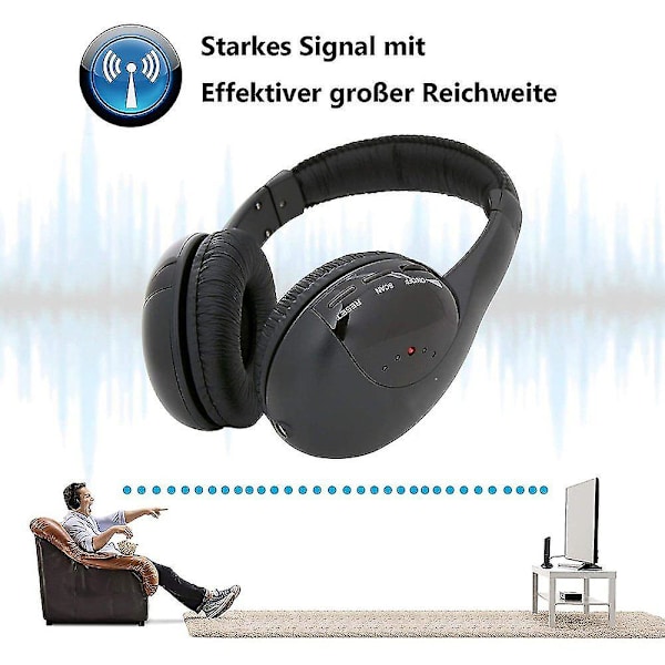 Trådlösa Hörlurar, Trådlösa Hörlurar över öronen (t.ex. för TV/hifi/smartphone/surfplatta/dator/bärbar dator, med laddningsstation, trådlös räckvidd 30 m) Trådlös S