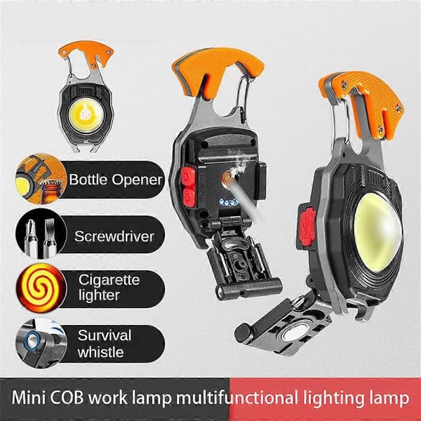 Mini LED-taskulamppu Työvalo Taskuvalo Ulkoretkeilylyhty Hätäavain Vasaralamppu Black