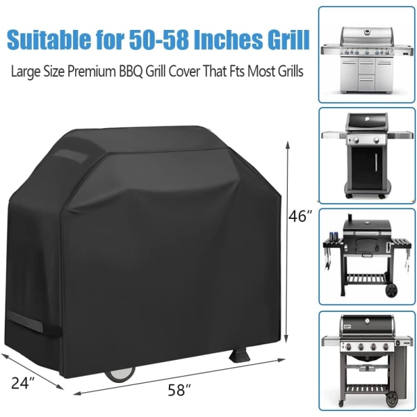 Grilltrekk, Vanntett Grilltrekk, 58 Tommer Ripstop og UV-Bestandig Grilltrekk for Gassgrill Kompatibel med Weber Char-Broil Nexgrill Griller og Mer