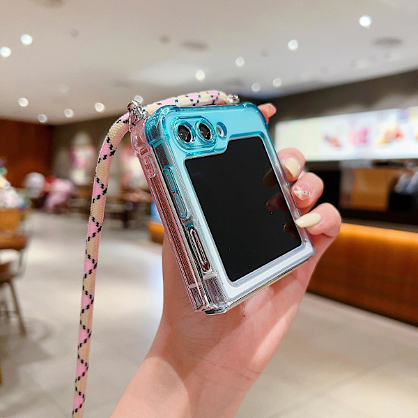 Z Flip 5 Etui, Gradient Farve Fire Hjørner Stødsikkert Etui Kompatibel Samsung Galaxy Z Flip 5 Med Crossbody Lanyard
