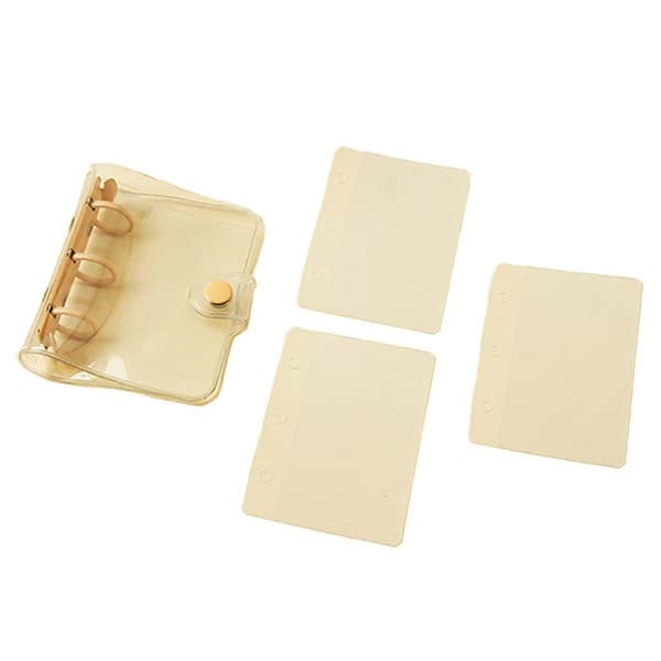 2-pack Mini Transparent 3-ring Binder Covers Folder Rund Ringpärmskydd med Knapp