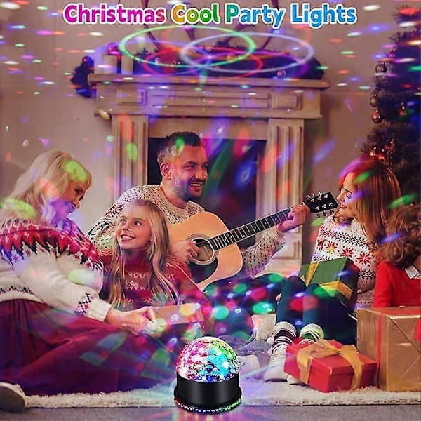 Diskokugle, 48 LED-lys, 7 RGB-farver, diskokugle, 360 graders rotation, diskolys, musikstyret og automatisk tilstand, scenebelysning, dekoration til ho