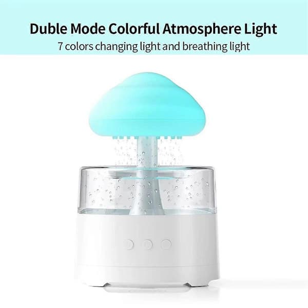 Regnsky-luftfukter, sopp-luftfukter, sky-luftfukter med justerbare LED-lys, regnsky-diffuser, fjernkontroll