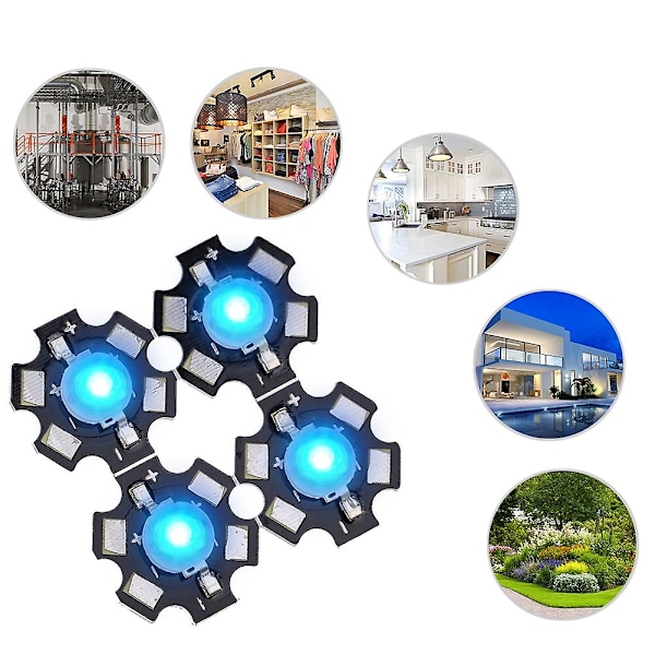 Hög effekt 3W blå LED-emitterdiodchip för DIY-belysningsarmaturer