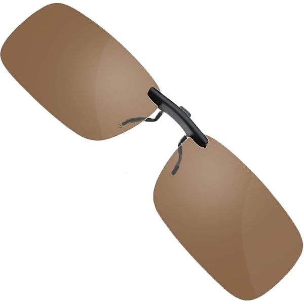 Ramlösa Clip-on Solglasögon, UV400 Polariserande Solglasögonlins Mörkbrun