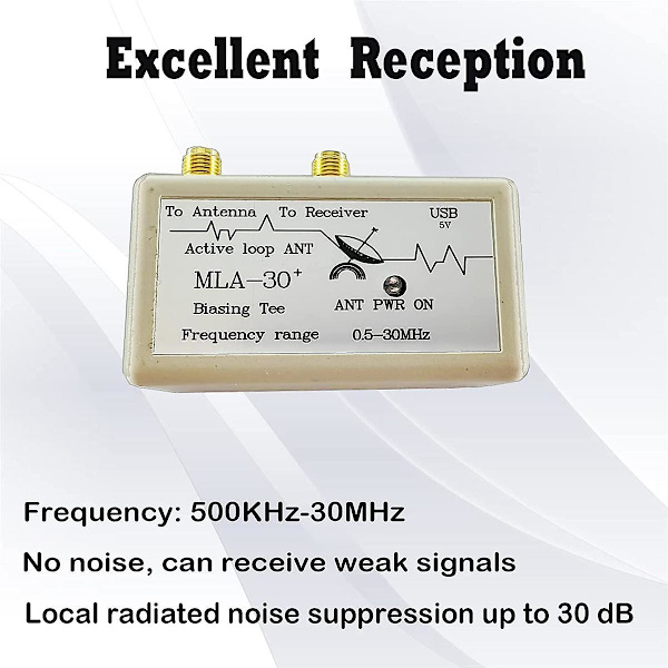 -30+ Loop Antenne, 0,5-30mhz Aktiv Mottakerantenne For Ha Sdr Kort Mellombølge Radio, Tak,ba