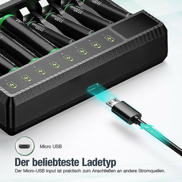 Universal 8 slots hurtig batterioplader til Aa Aaa Ni-mh genopladelige batterier Ft