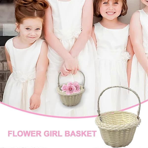 4-pack Mini Vävda Korgar, Bröllopsblomkorg, 8x5 cm Korgar för Blommor, Blomsterflickakorgar, B