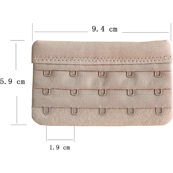 Beige 3 kpl Pehmeä Mukava Rintaliivin Pidennys 5 Koukkua, 5,9 cm x 9,4 cm