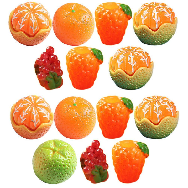 24 st Resin Simulerade Frukt Dekorationer DIY Hantverk Dekorativa Tillbehör Miniatyr Frukter Blandad Stil