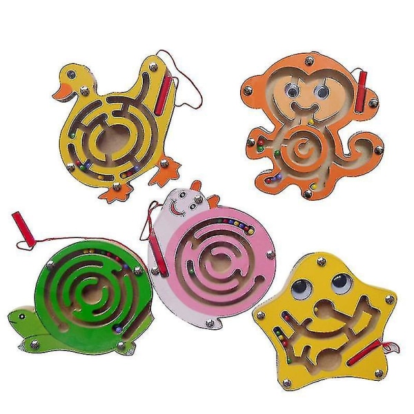 Barnleksaker Magnetisk träpenna Maze Toy Pusselspel för att stimulera hjärnan-(anka), ca 15cm*14,5cm