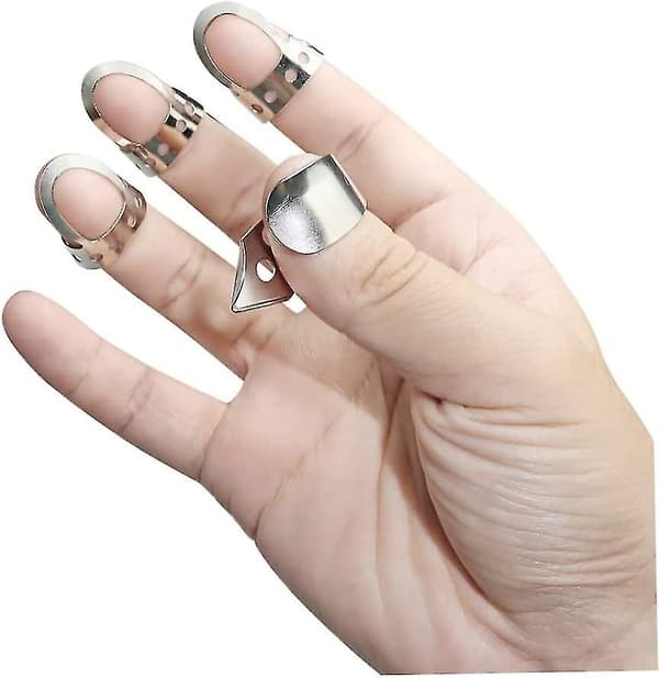 Gitarr Slide Bar Set Stål Ton Bar Med 4 Finger Plektrum För Elektrisk Gitarr Silver Stål Slide Bar Gitarr (silver) (5 st)