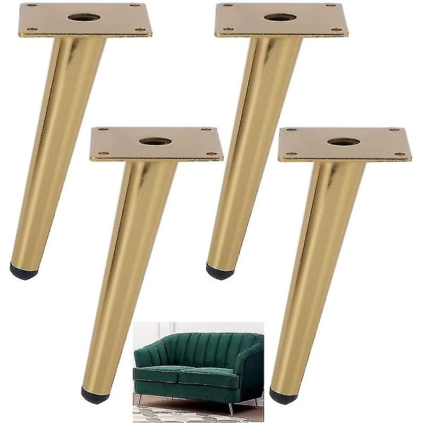 Sett med 4 Tilt Sofabein, Bordbein Skapbein Sengeside Metallføtter, for Kaffebord, Skap og Sofa, gull (skrå 12 cm / 4,72 tommer)