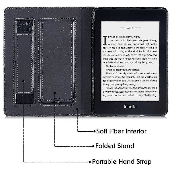 Fodral för Kindle Paperwhite 10:e generationen (utgiven 2018, modell Pq94wif), PU-läderfodral med stativ