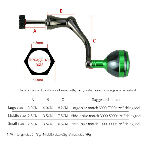 Sammenleggbar helmetall vippearm Power Knob Håndtak for Spinning Fiskehjul Ny