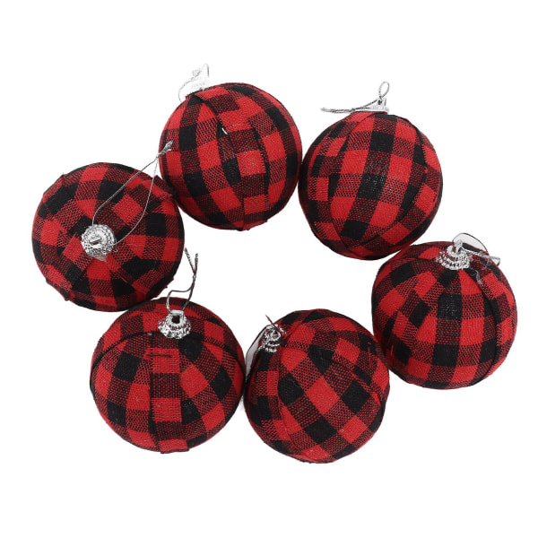 6 kpl 70 mm 2,76 tuuman joulukoristeet pallot joulukuusenkoristelupallot uudenvuoden koristeet Punainen ja musta ruutu