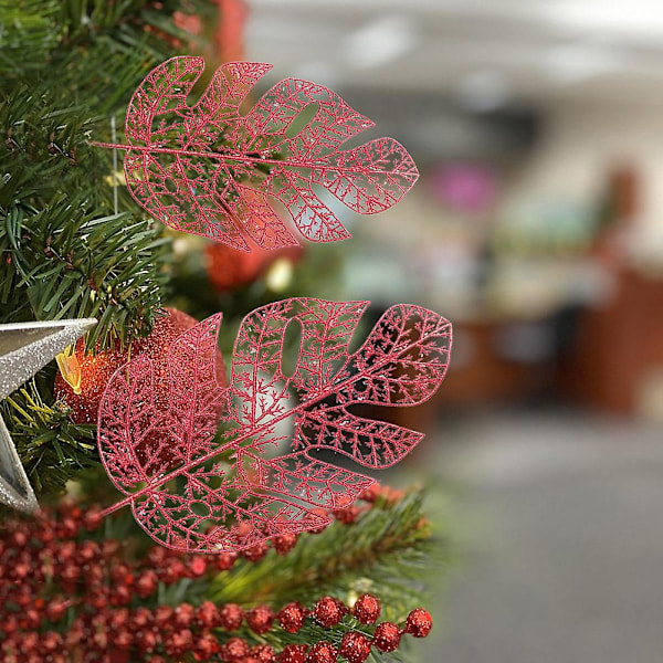 Glitter Hollow Leaves Juletrær Ornament Garland Dekorasjoner