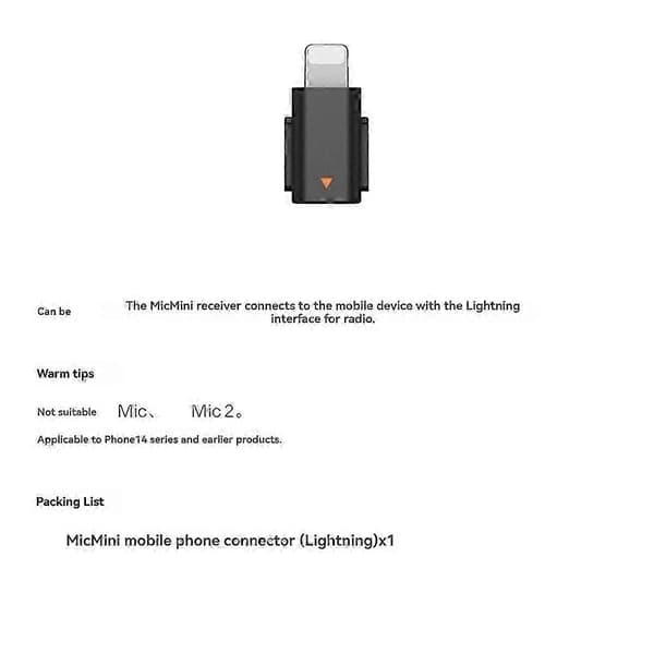 DJI Mic Mini -puhelinsovitin, liitäntä Type C -puhelimeen