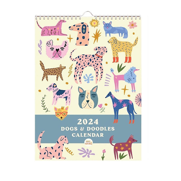 2024 Konstkalender A4 Månadsvis Väggplanerare & Klotterillustrationer 12 Månader Hängande Kalender