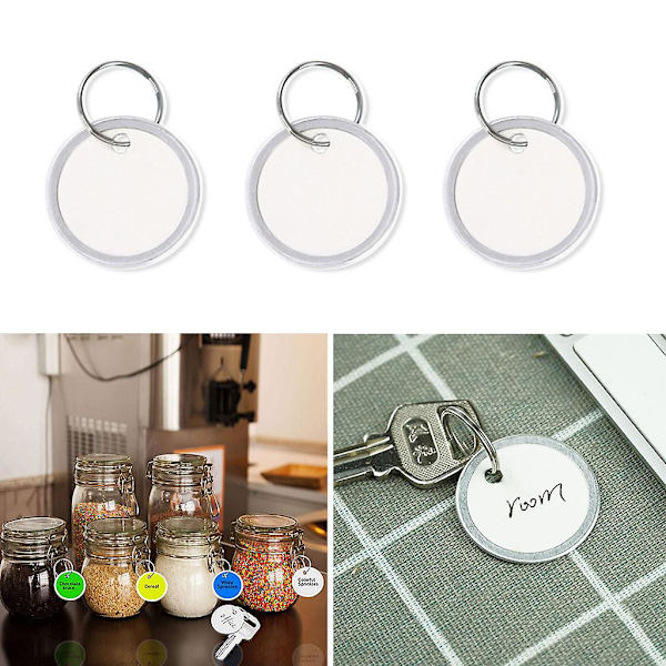 50 stk 1,26 tommer/33 mm papiretiketter med metallringer for nøkkel ryggsekk bagasje
